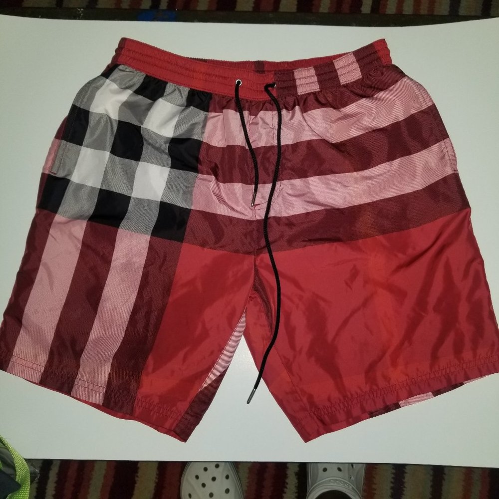Sz M, Burberry Mega Check Drawcord  Swimming TrunkTrunks.